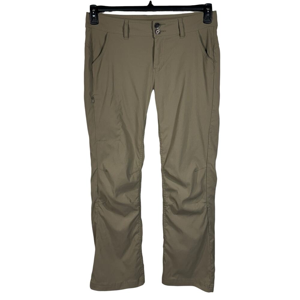 PrAna Womens SZ 10 Halle Bootcut Roll-Up Pants Mid-Rise Stretch UPF 50+ Zip-Fly